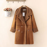 HEE GRAND Winter Coat Women Shearling Coats Faux Suede Leather Jackets Plus Size 4XL Loose Outwear Faux Lamb Wool Coat WWC164