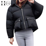 HEE GRAND Women Spring Coat Short Jacket 2018 Winter Hooded Parkas Female Oversize Off Shoulder Coat Chaquetas Parka WWM1594