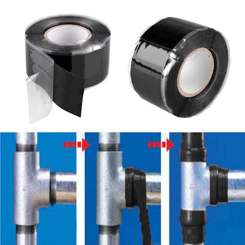 Useful Tools Waterproof Silicone Performance Repair Tape Bonding Rescue Self Fusing Hose Black Garden Water Pipe Connector