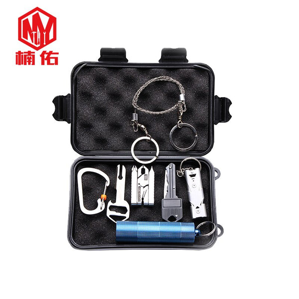 EDC Combination SetMulti-function Pocket Tool Combination Emergency Whistle Hand Saw Pliers Key Knife Warehouse Outdoor