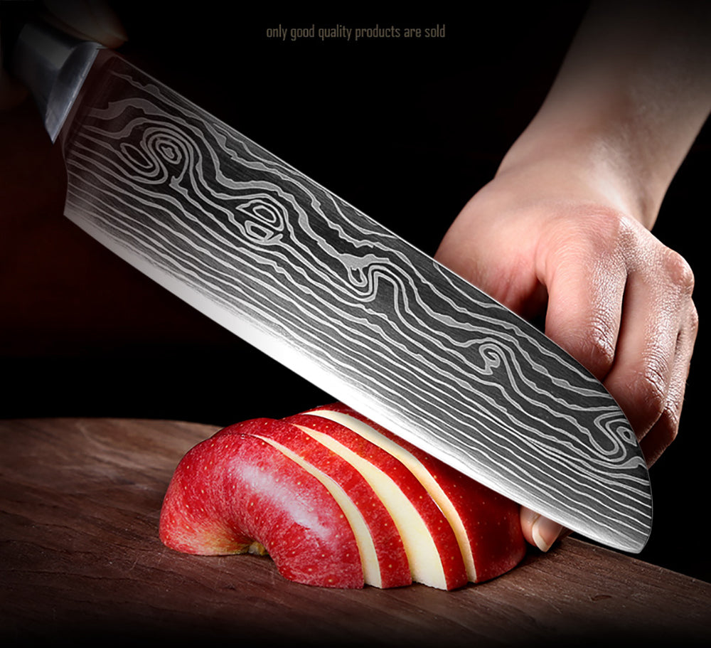 XITUO High quality 8"inch Utility Chef Knives laser Damascus steel Santoku kitchen Knives Sharp Cleaver Slicing Gift Knife