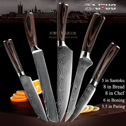 XITUO High quality 8"inch Utility Chef Knives laser Damascus steel Santoku kitchen Knives Sharp Cleaver Slicing Gift Knife