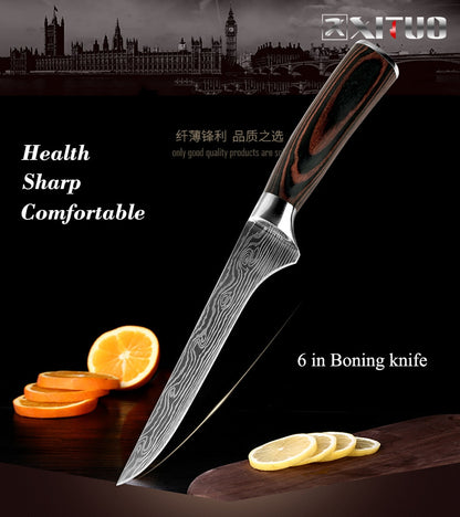 XITUO High quality 8"inch Utility Chef Knives laser Damascus steel Santoku kitchen Knives Sharp Cleaver Slicing Gift Knife