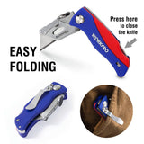 WORKPRO Folding Knife Electrician Knife for Pipe Cable Cutter Safety Knives Utility Knives 5PC Extra Blades