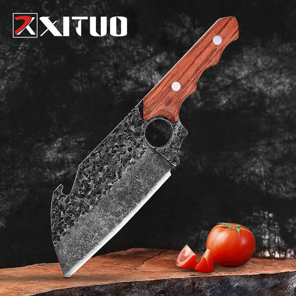 XITUO Forging kitchen knife Handmade Chef Knife High-Carbon Steel Cleaver Santoku Knives professional Butcher Knife Cooking Tool