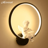 Hot selling  Wall Lamps indoor black white wall lighting Minimalist art Sconce Interior with angel Home Decoration wall