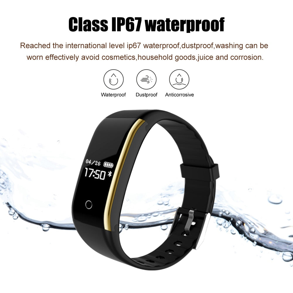 IP67 Waterproof Pedometer V9 Smart Blood Pressure Monitor Heart Rate Fitness Tracker Pedometer Running Step Counter Wrist Watch