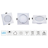 LED Downlight 3W 5W 7W 9W 12W 15W AC110V 220V Square Brush silver LED Ceiling Lamp for Kitchen/Home/Office Indoor Lighting