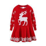LILIGIRL Long Sleeve Christmas Elk Dress for Baby Girls Kint Sweater Clothes Children Elegant Print Deer Princess Party Dresses