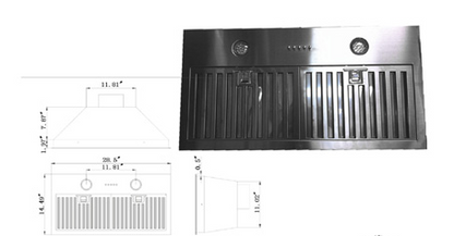 Range Hood LOTUS BRAND - LTS-INS36-P CURBSIDE PICK UP AVAILABLE