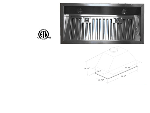 Range Hood LOTUS BRAND - LTS-INS30-X CURBSIDE PICK UP AVAILABLE-Delivery only in GTA Canada