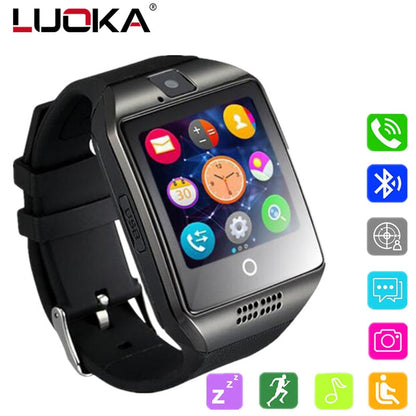 LUOKA Bluetooth Smart Watch Men Q18 With Touch Screen Big Battery Support TF Sim Card Camera for  Android Phone Passometer