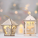 Led Light Wood House Pendant Christmas Ornaments for Home Luminous Cabins Gift Wall Hanging Christmas Tree Decoration