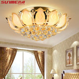 Lotus Flower Modern Ceiling Light With Glass Lampshade Gold Ceiling Lamp for Living Room Bedroom lamparas de techo abajur