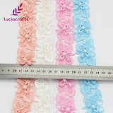 Lucia crafts 1 yard 3cm Butterfly Beaded Lace Fabric Trim Ribbons DIY Sewing Handmade Garment headdress Materials 050025122