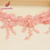 Lucia crafts 1y/lot 7cm Flower Embroidery Lace Fabric Trim Ribbons DIY Sewing Garment Handmade Materials Accessories 050025104