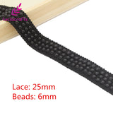 Lucia crafts 1yard/lot white/black Beaded Lace Trim Tape Fabric Ribbon DIY Collar Sewing Garment Headdress materials 050025101