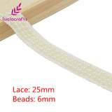 Lucia crafts 1yard/lot white/black Beaded Lace Trim Tape Fabric Ribbon DIY Collar Sewing Garment Headdress materials 050025101