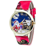 Moment # N03 DROPSHIP relogio 2018 Happy Christmas Gift Women Ladies Watch Santa Claus Deer Pattern Dress Leather Strap Watch