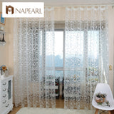 NAPEARL American style jacquard floral design window curtain sheer for bedroom tulle fabric living room modern ready made short
