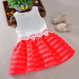 New 2018 summer autumn girl dress elsa lace dress stripe christmas girls clothes for 2-7Y princess girl party dress
