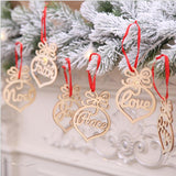 New Christmas accessories wooden love tree pendant hollow double-sided scene layout dress up a pack of 6