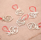 New Christmas accessories wooden love tree pendant hollow double-sided scene layout dress up a pack of 6