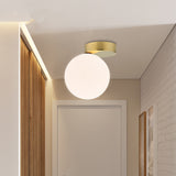 Nordic white glass ball ceiling light corridor   fashion simple corridor cloakroom suction  lamp