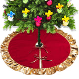 OurWarm 36" Red Christmas Tree Skirt New Year Xmas Tree Carpet Merry Christmas Decorations for Home Outdoor Decor navidad 2018