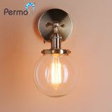 PERMO 5.9'' Modern Glass Metal Sconce Wall Lights Fixtures Retro Vintage Wall Lamp Loft Home Decor Christmas Lights Bedside Lamp