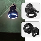 Portable 2 Mode 18 LED Tent Light 2 In 1 Camping Ceiling Fan Light Hanging Tent Lamp Lantern Outdoor Tent Light Fan
