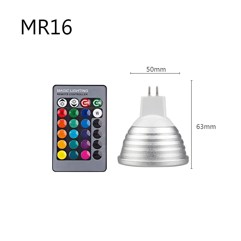 RGB Colour Changing E27 E14 GU10 MR16 RGB LED Bulb LED Lamp Light Spot Bulb IR Remote Control Home living Room Party Decoration