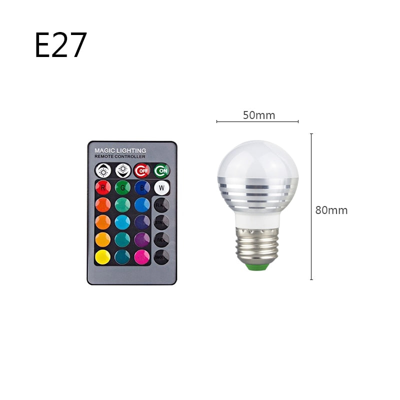 RGB Colour Changing E27 E14 GU10 MR16 RGB LED Bulb LED Lamp Light Spot Bulb IR Remote Control Home living Room Party Decoration