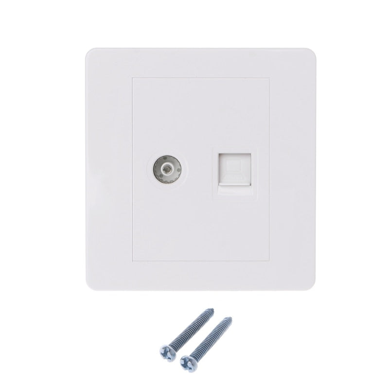 RJ45 Network Adapter+TV Antenna Coaxial Wall Mount Output Faceplate Panel Socket G07 Great Value April 4