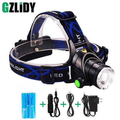 RU 5000LM Cree XML-L2 XM-L T6 Led Headlamp Zoomable Headlight Waterproof Head Torch flashlight Head lamp Fishing Hunting Light