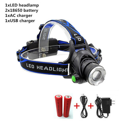 RU 5000LM Cree XML-L2 XM-L T6 Led Headlamp Zoomable Headlight Waterproof Head Torch flashlight Head lamp Fishing Hunting Light