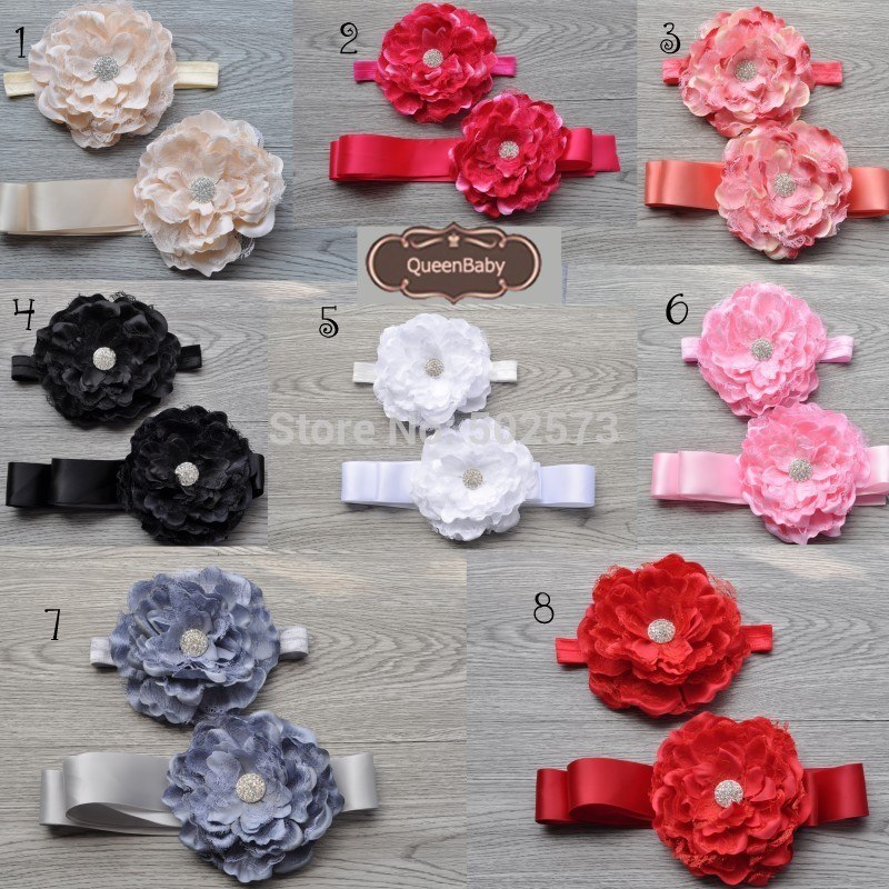 Retail   Laced Peony Flower Sash Belt Matching Baby Headband Flowergirl Sash Belt