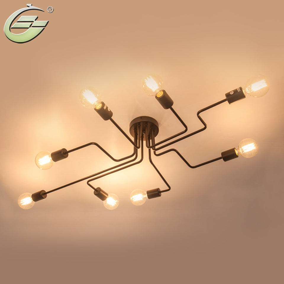 Retro Creative Metal Flush Mount 4/6/8-Light Cafe Bar Ceiling Lamp Chandelier Lighting Fixure