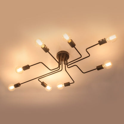 Retro Creative Metal Flush Mount 4/6/8-Light Cafe Bar Ceiling Lamp Chandelier Lighting Fixure