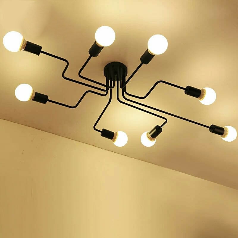 Retro Creative Metal Flush Mount 4/6/8-Light Cafe Bar Ceiling Lamp Chandelier Lighting Fixure