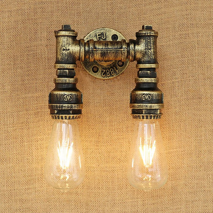 Retro E27 Loft Industrial 2 lights metal wall lamp rust Water pipe sconce lights for living room bedroom restaurant bar