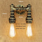 Retro E27 Loft Industrial 2 lights metal wall lamp rust Water pipe sconce lights for living room bedroom restaurant bar