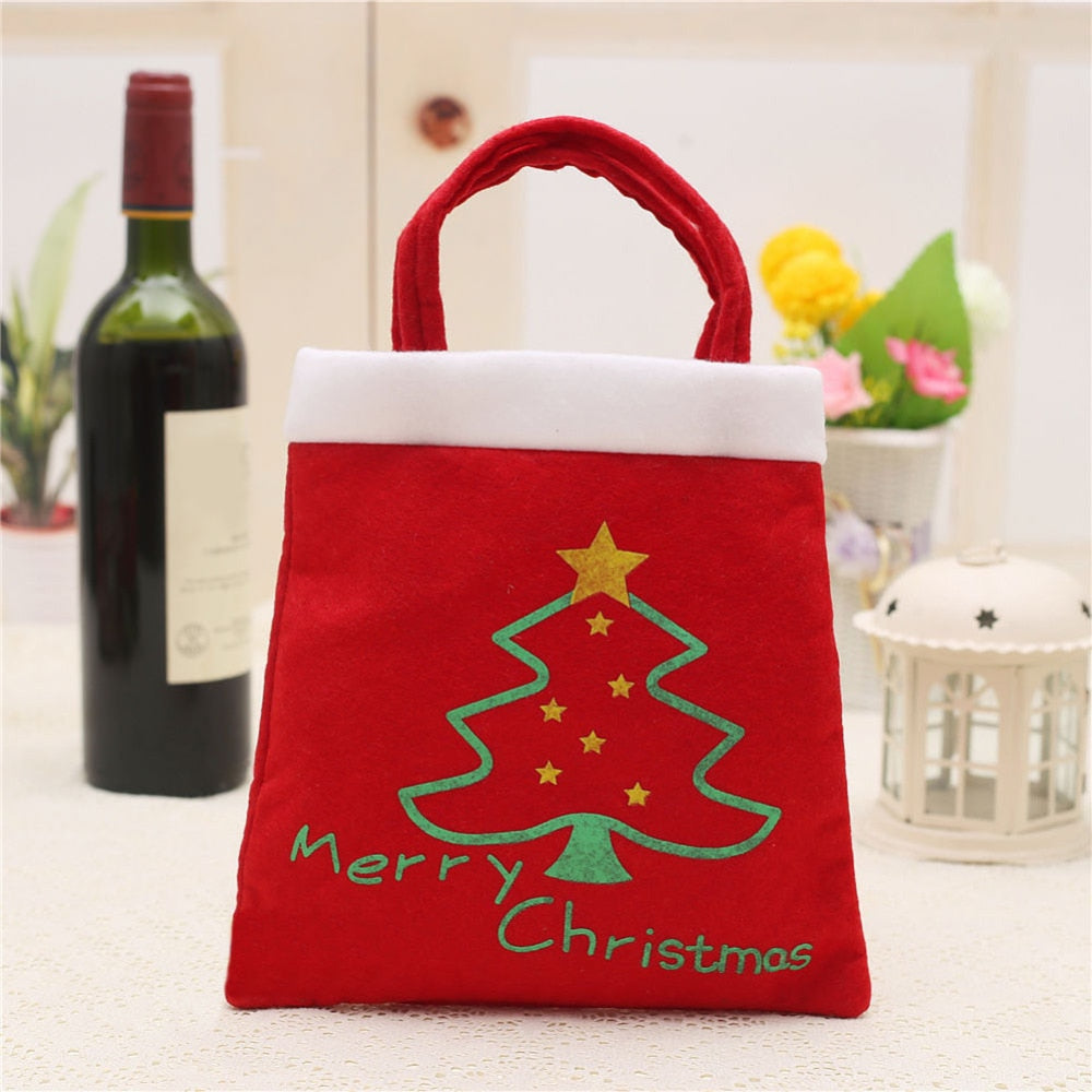 Reusable Christmas Bags Gift New Year Gifts Bags Christmas Tree Pattern Santa Claus Candy Bag Handbag Christmas Decoration