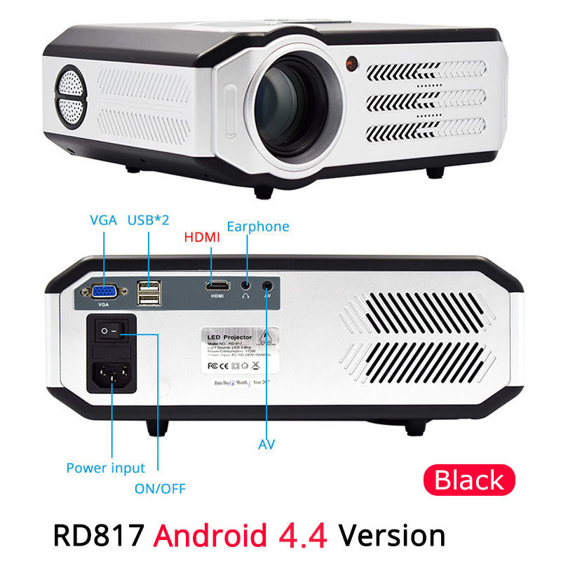 Rigal RD817 LED Android Projector 3500 Lumens Smart WIFI Projector Video HDMI USB Full HD 1080P Projetor TV Home Theater Beamer