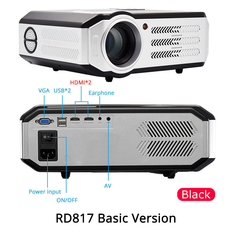 Rigal RD817 LED Android Projector 3500 Lumens Smart WIFI Projector Video HDMI USB Full HD 1080P Projetor TV Home Theater Beamer