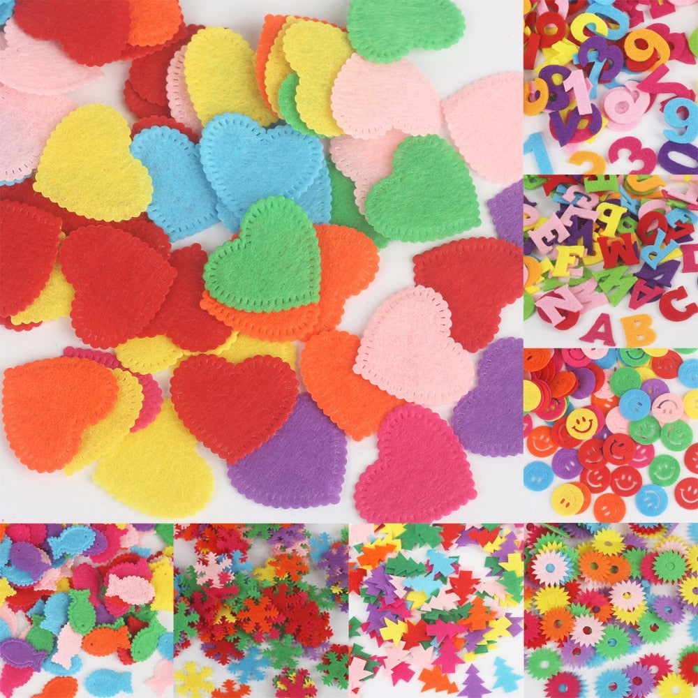 Round/Crown/Flower/Number Letters Felt Fabric Accessory Patches Circle Felt Pads, Fabric Patch Accessories 50-100PCS/Bag