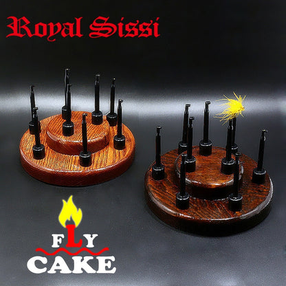 Royal Sissi 1 set fly cake furniture fly tying wood handy storage tool enable to hold 9 flies ashtree solid wood portable base