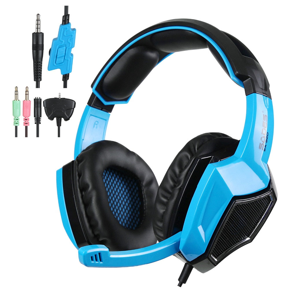 SADES SA920 3 in 1 Gaming Headset 7.1 Surround Sound 3.5MM Olug Cable Effect Game Headphones with Mic for PC PS4 XBOX 360