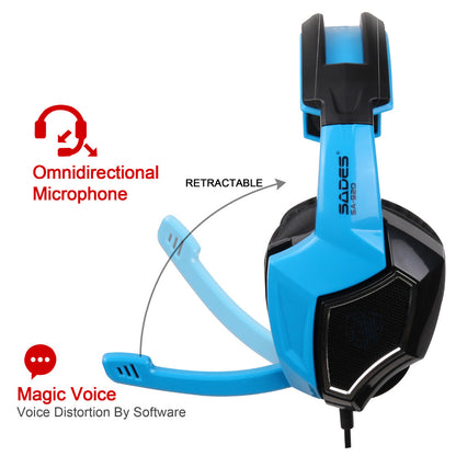 SADES SA920 3 in 1 Gaming Headset 7.1 Surround Sound 3.5MM Olug Cable Effect Game Headphones with Mic for PC PS4 XBOX 360