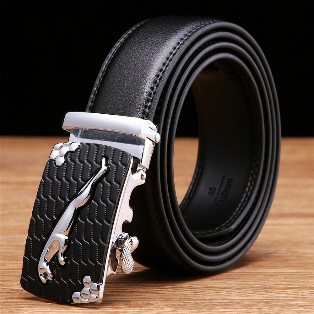 SAN VITALE Men Belts Genuine Leather Luxury Designer Strap Male Belt for Man Automatic Buckle Jeans Cintos Masculinos Ceinture